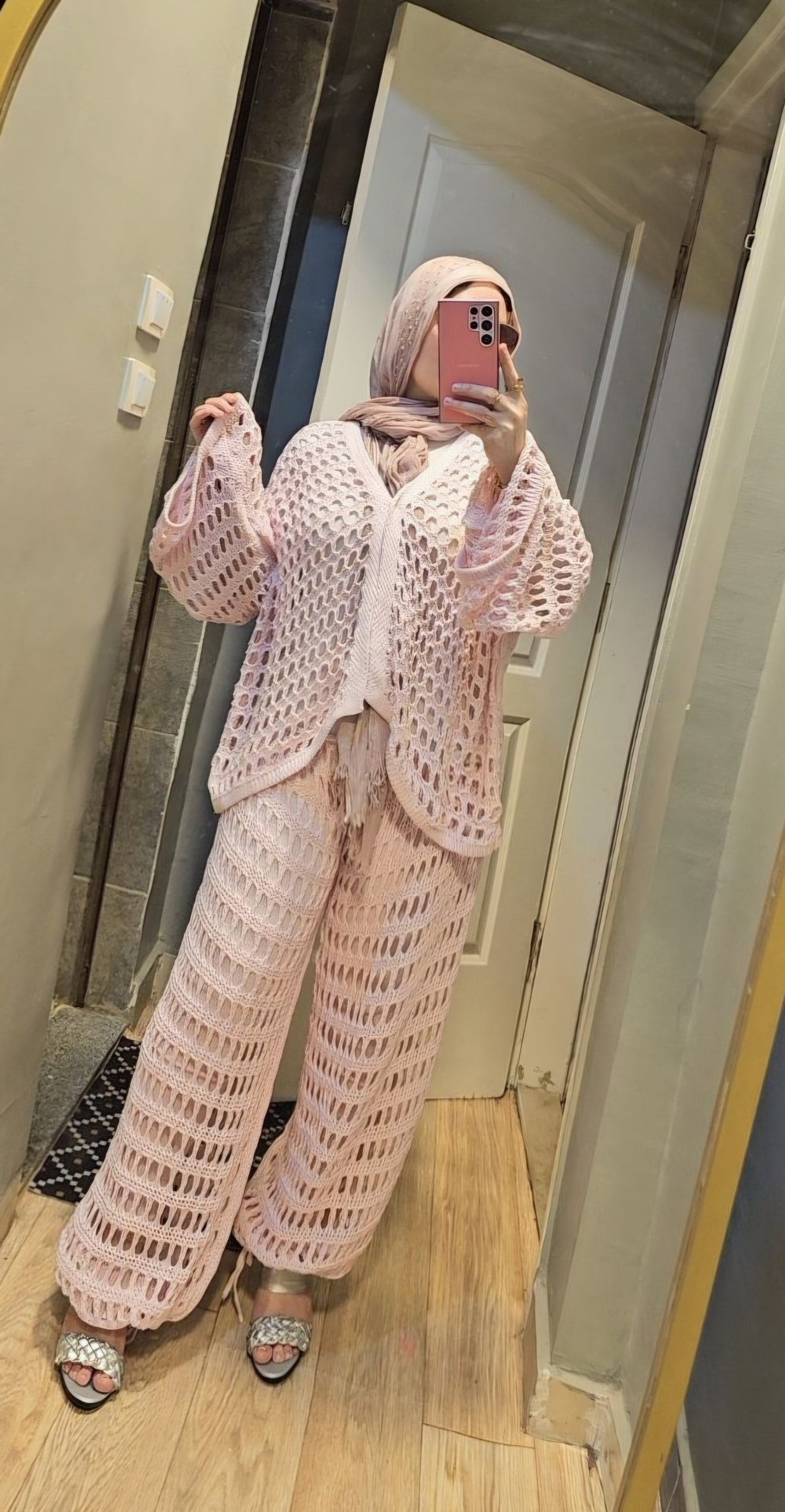 Handmade crochet set with balloon pants