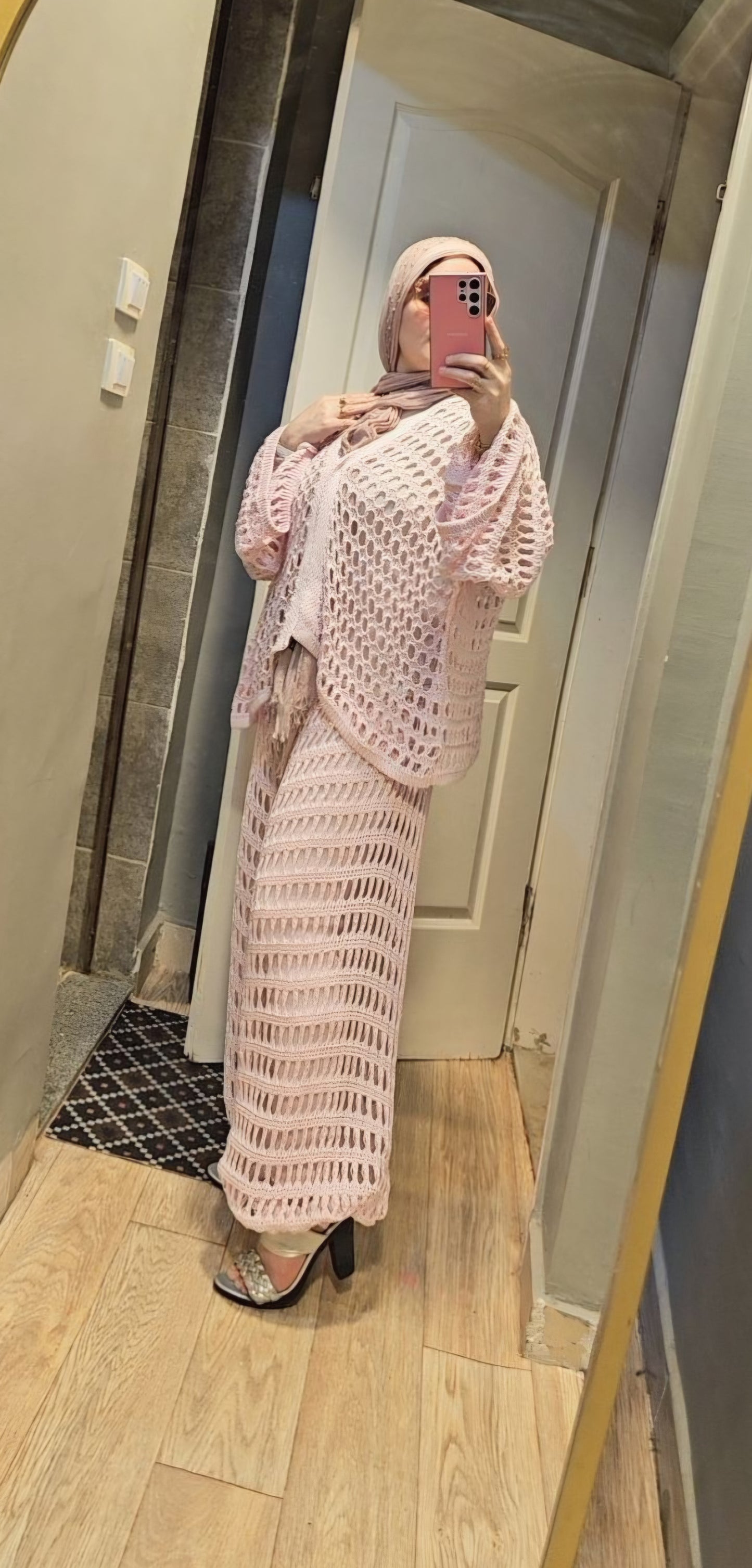 Handmade crochet set with balloon pants