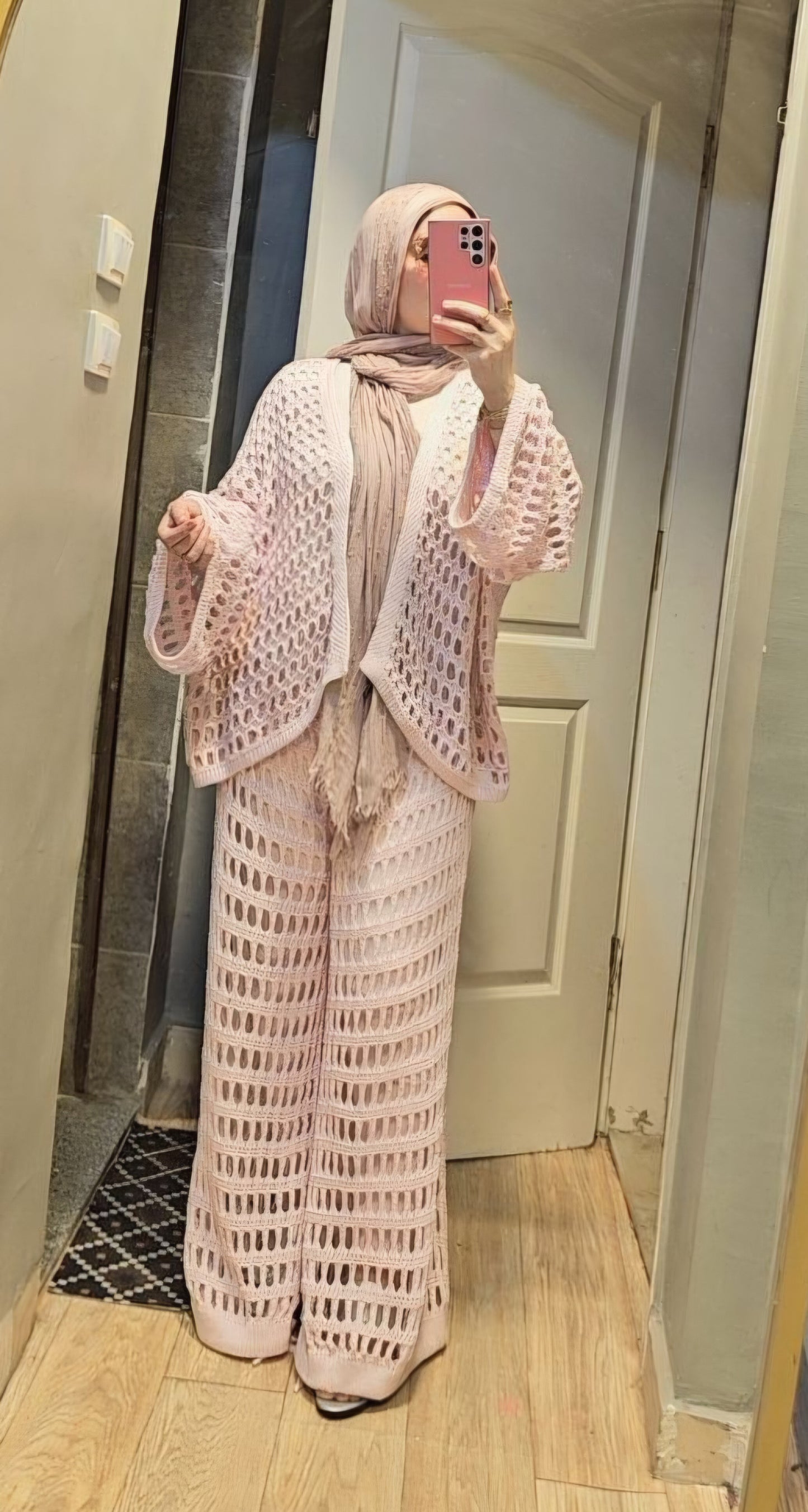Handmade crochet set with balloon pants