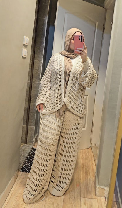 Handmade crochet set with balloon pants