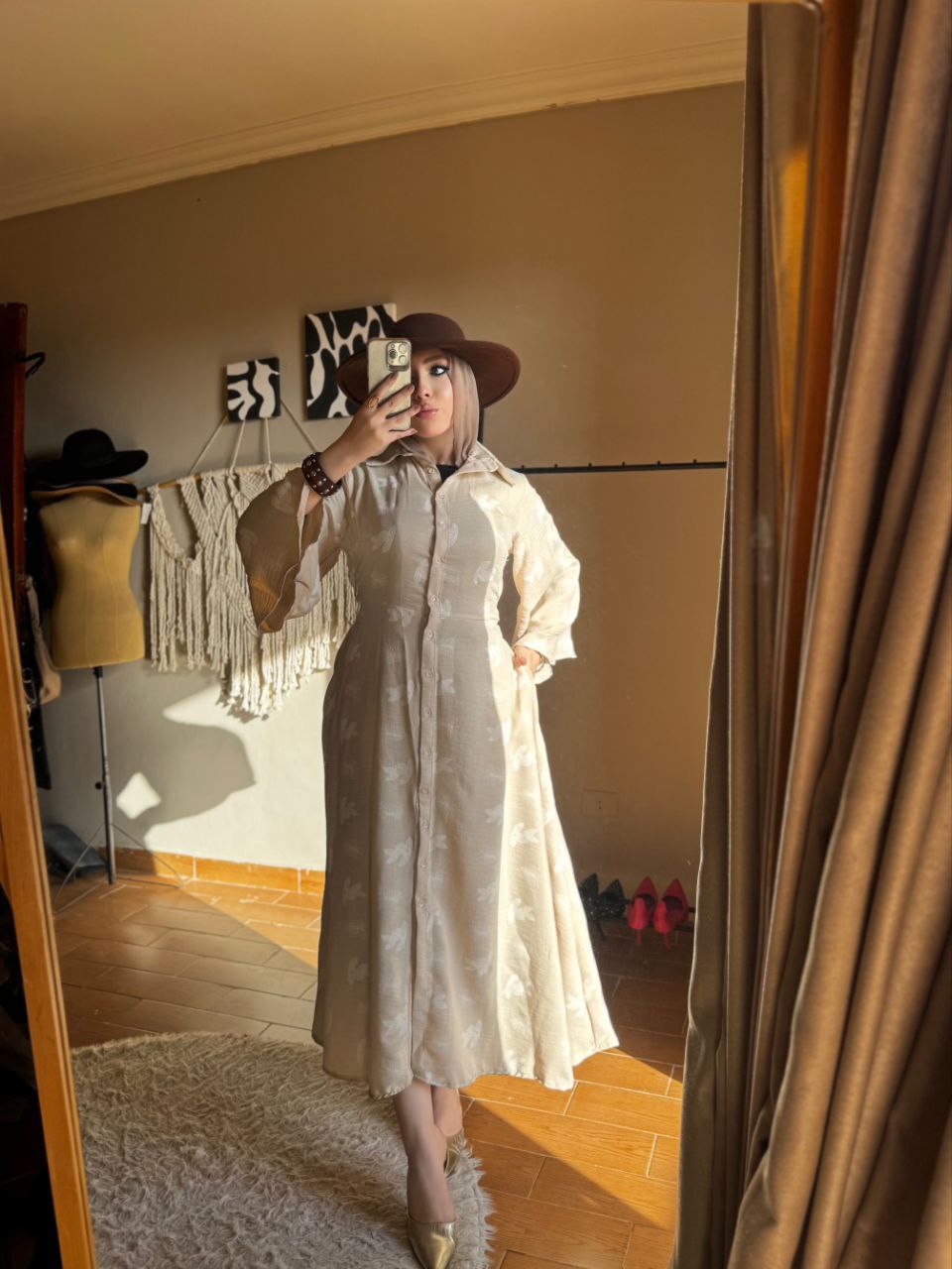Elegant Linen Dress – Flowy Wide Sleeves