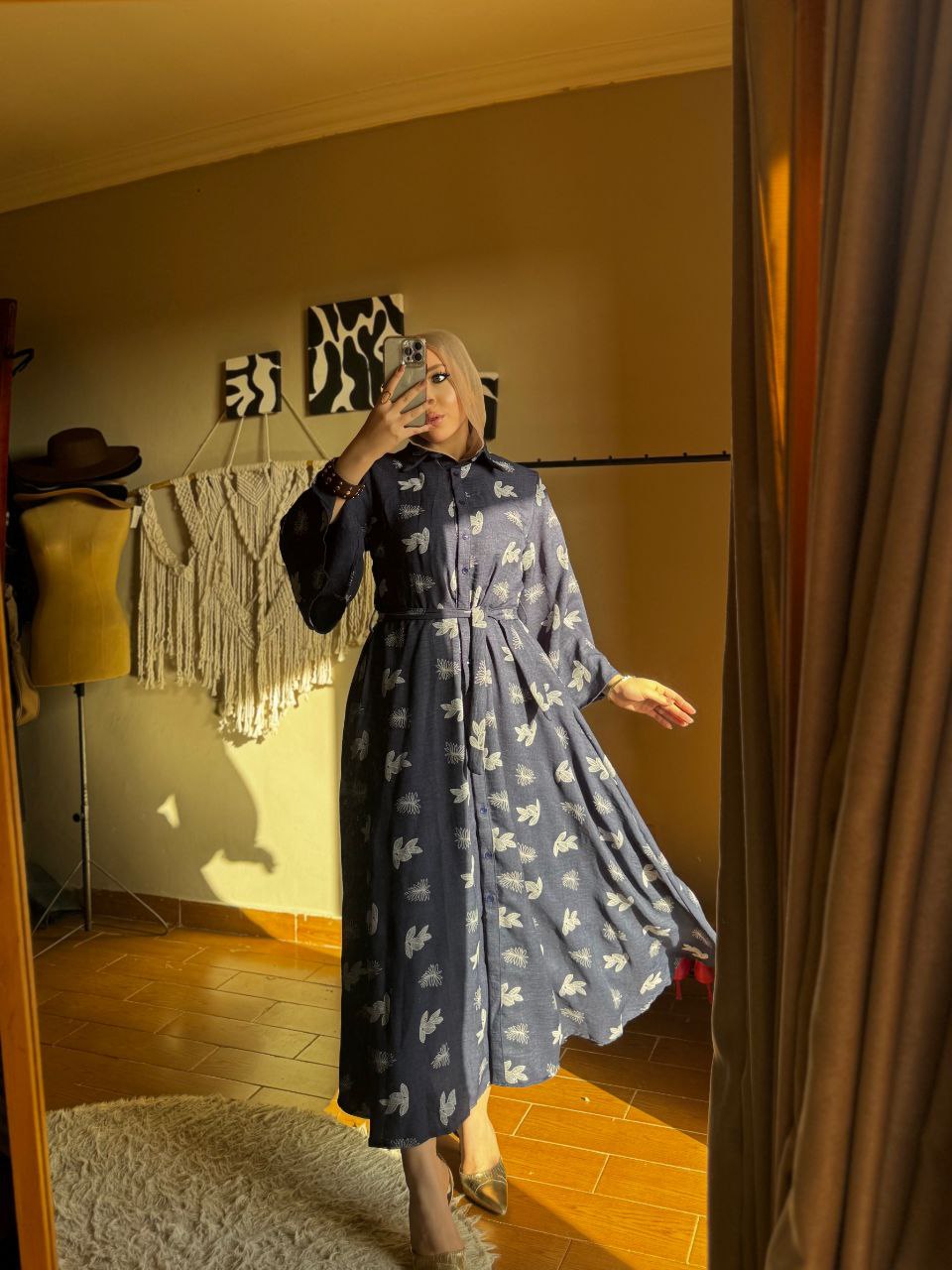Elegant Linen Dress – Flowy Wide Sleeves