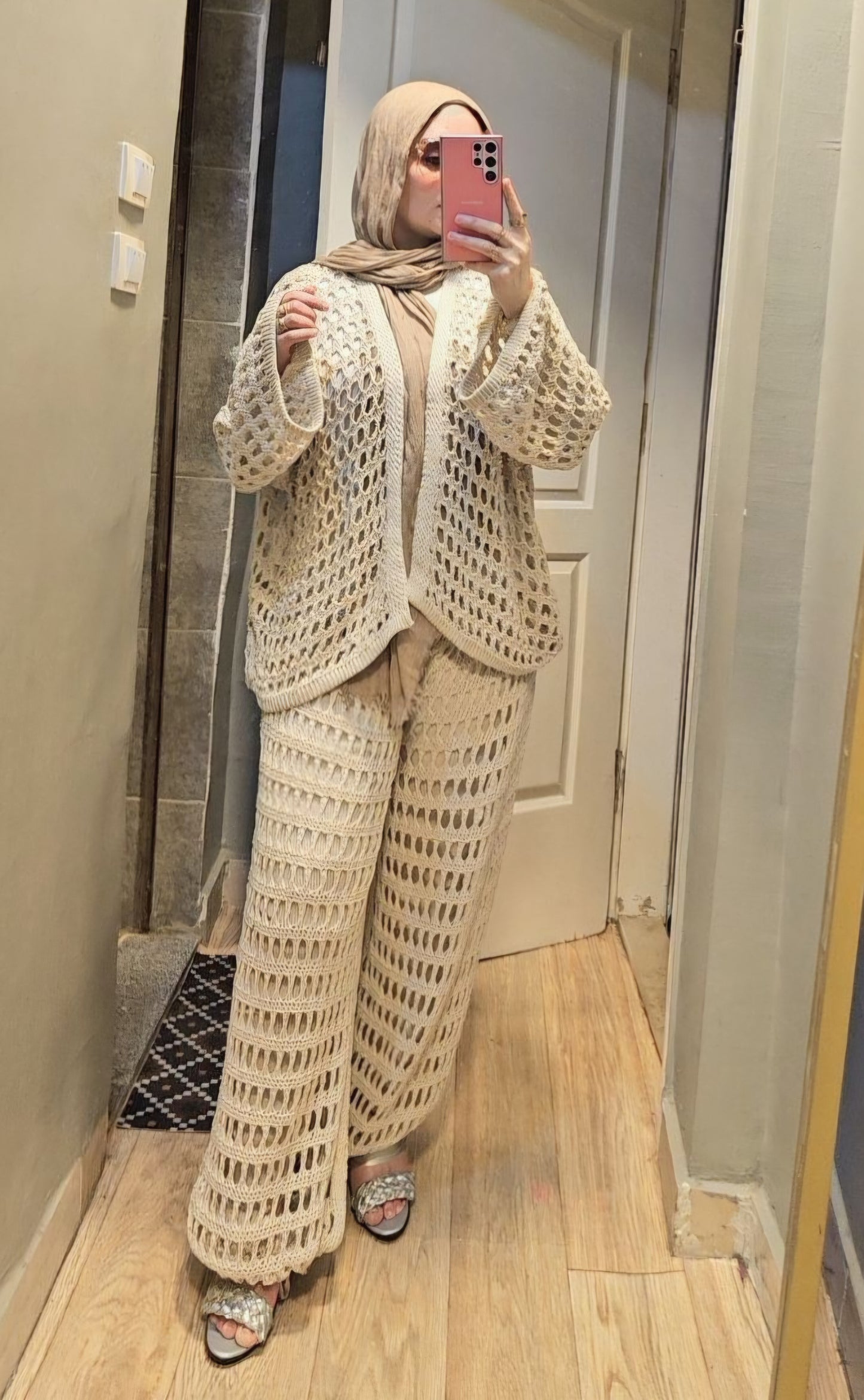 Handmade crochet set with balloon pants