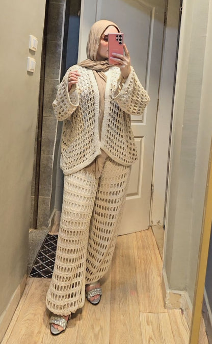 Handmade crochet set with balloon pants