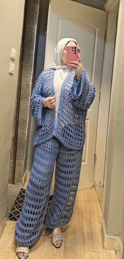 Handmade crochet set with balloon pants